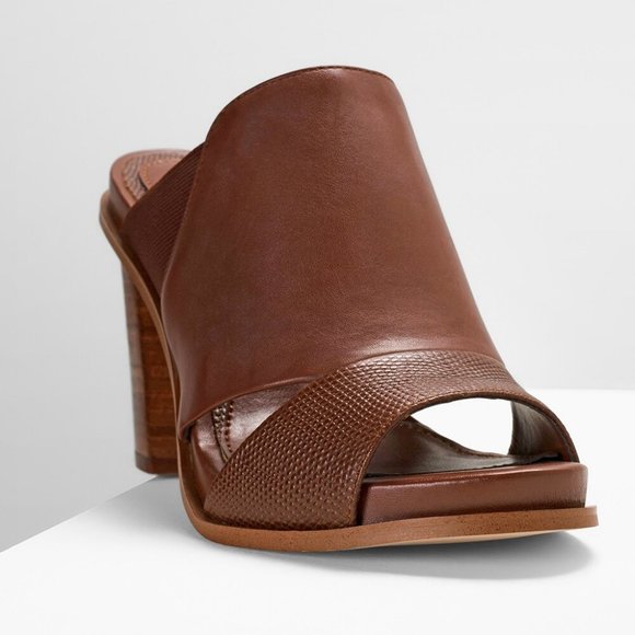 WHBM NWOB Cutout Mules LIZARD EMBOSSED Rich Mahogany GORGEOUS! 9 - Picture 3 of 7